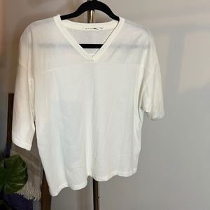 rag & bone Cropped White Tee (Size Medium)